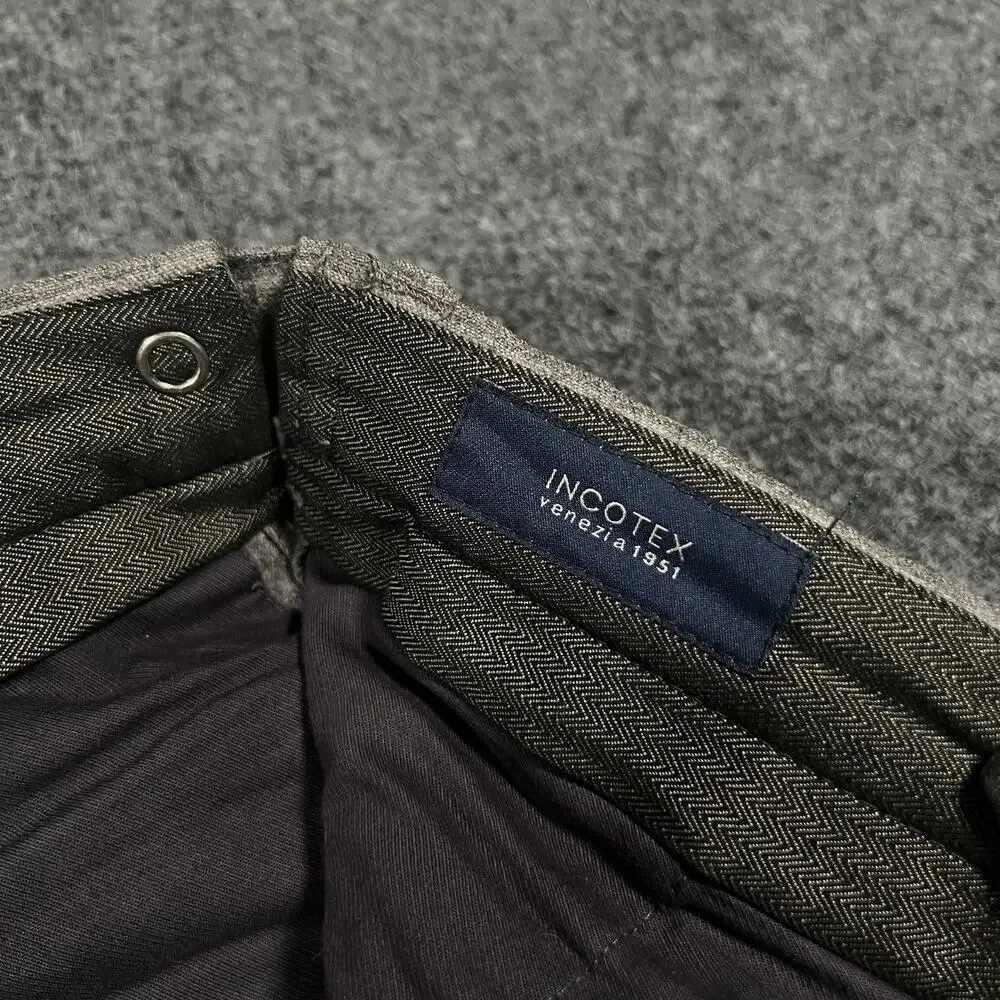 INCOTEX Pants Mens Slowear Wool Tweed Trousers Pinstripe Gurkha Cargo 36